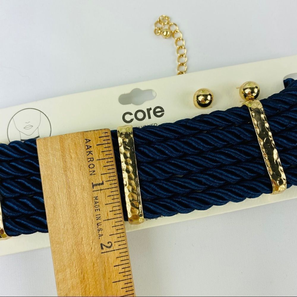 CORE Blue Twist Cord Layered Choker & Earnings Set - Picture 6 of 7